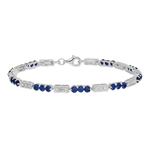 Diamond2Deal Sterling Silver Black & White Diamond Bracelet – 7.5 Inch, Rhodium Plated, Gift Boxed - View #10