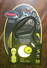 16ft SMALL Neon Tape Retractable Dog Leash for Dogs up to 33 lbs.