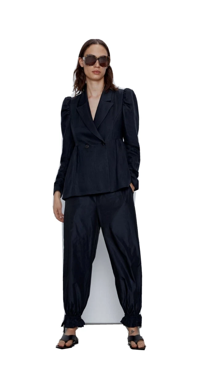 Zara 2020 Limited Edition Double Breasted Blazer Navy Size Large Brand New.  | eBay