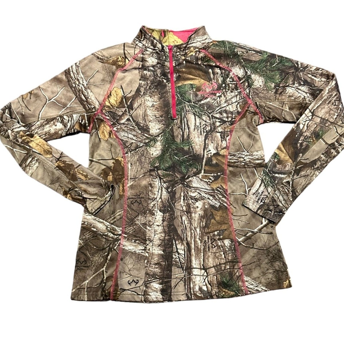 RealTree Xtra Adult Medium Quarter Zip Pullover with Pink