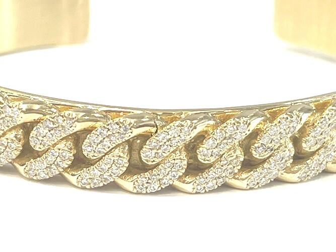 18K Yellow Gold Jean-Louis Shaki Diamond Cuban Link Bangle 18K Yellow Gold Jean-Louis Shaki Diamond Cuban Link Bangle