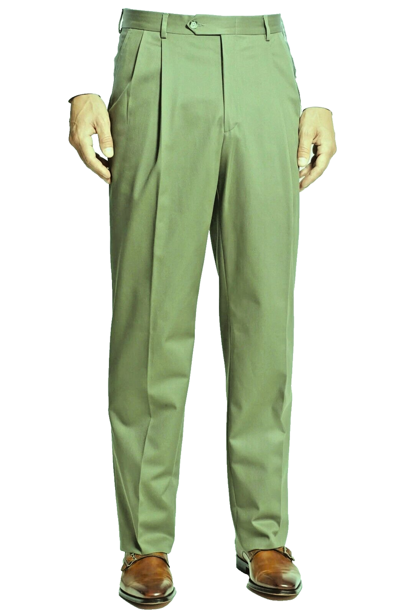 NWT $195 JACK VICTOR Riviera MICHAEL DOUBLE PLEAT Olive ...