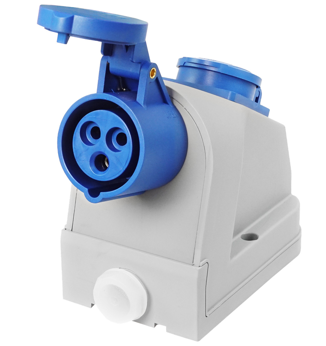 CEE Kombi-Steckdose 5-polig 16A 400V IP44 – Für Aufputz-Montage, Rot/blau/grau