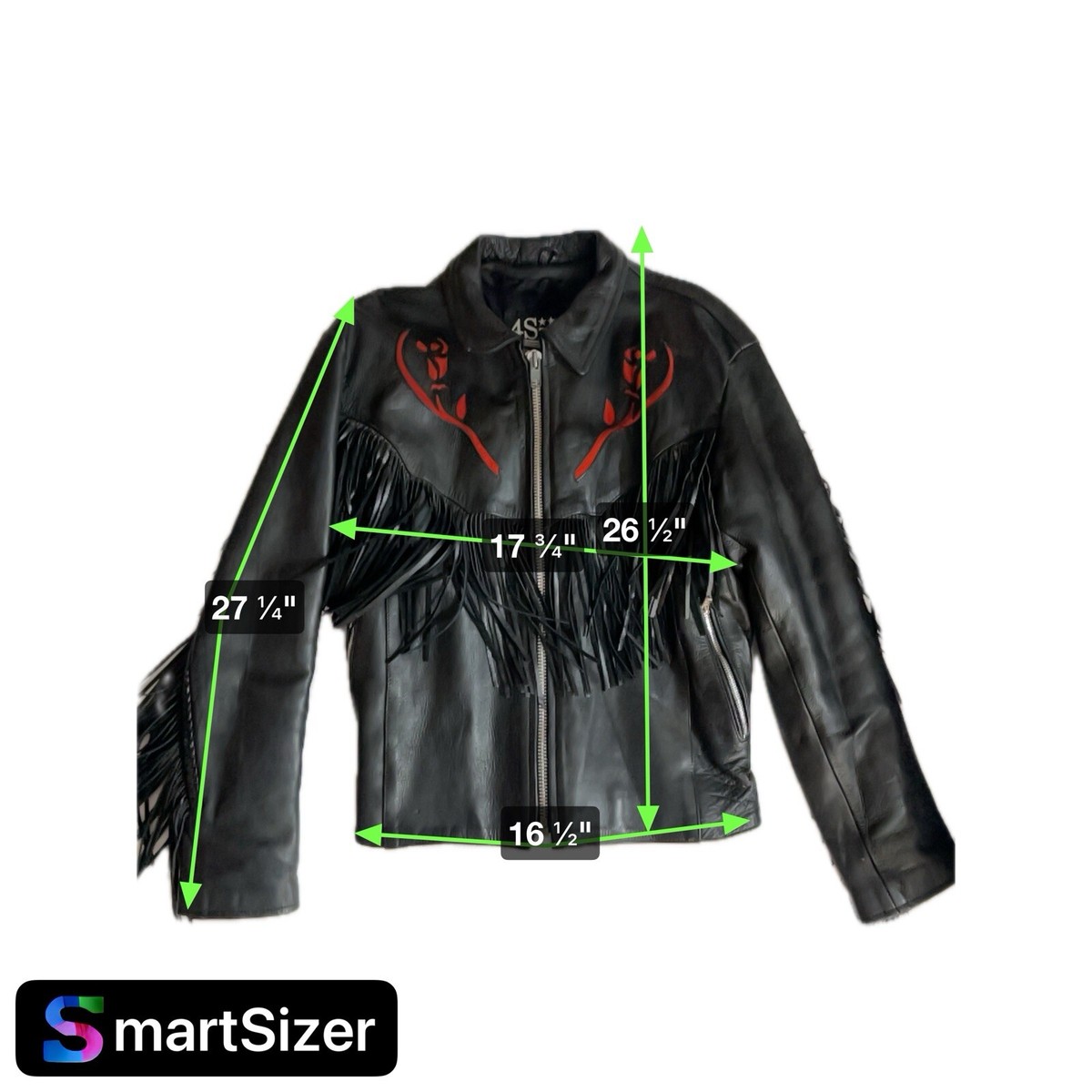 新品未使用❗️ロサーセンレディースジャケット Vintage 4 Star GENUINE LEATHER Black Rose Tassle Motorcycle