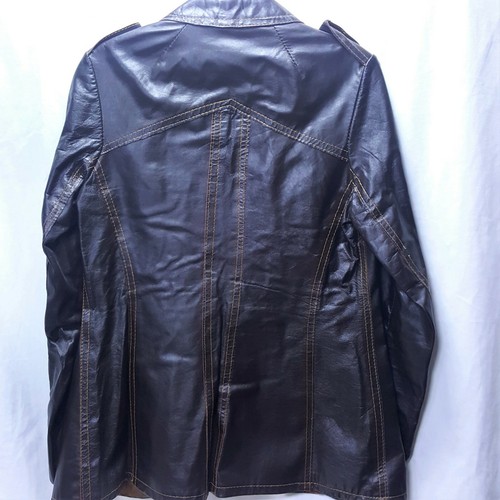 Vintage 70s Dark Brown Leather Fitted Jacket Gold Stitching Ranch Western XS/S - Picture 8 of 10
