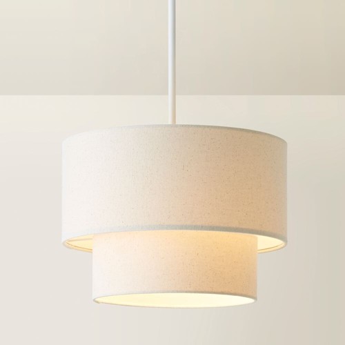 Lamp Shades For Ceiling Light Shade Linen 2 Tier Drum Lampshade Lightshade - Picture 15 of 45
