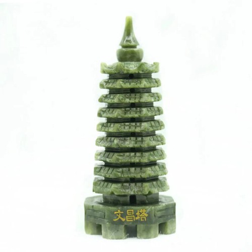 WenChang Pagoda Jade Carving Ornament 9 Layers 14cm Home Feng Shui - Picture 6 of 6