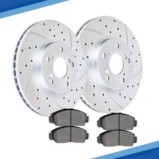 Front Rear Drilled Disc Brake Rotors Pads Brakes Kit for 2016 - 2021 Honda Civic