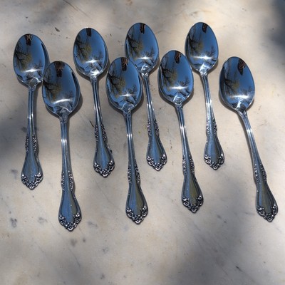 WM A Rogers Deluxe Oneida Ltd Mansfield Amadeus Stainless 8 Tablespoons Spoons