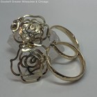Fashion Gold Tone Textured Hoop & Openwork Floral Earrings 22.2g — photo 1