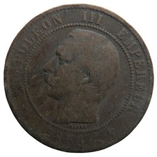 1856-MA Napoleon III France 10 Centimes Coin