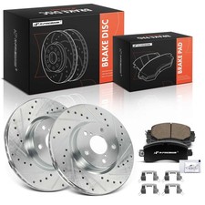 A-Premium 10.90 inch (276.9mm) Front Drilled and Slotted Disc Brake Rotors + ...