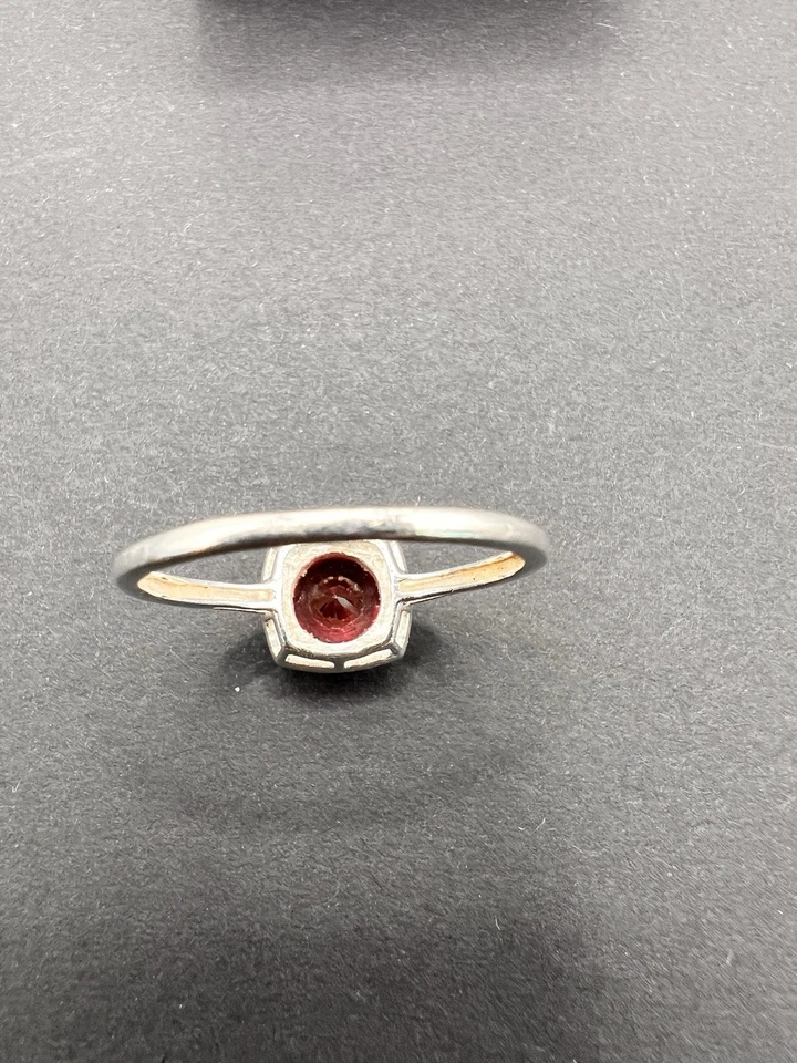 Elegant 975 Sterling Silver Ring-Lab Created Ruby-Halo Design-Size 9 - Image 3 of 3