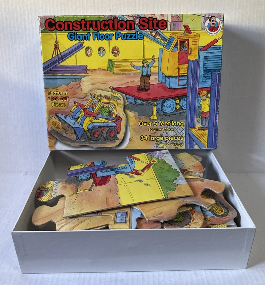 Vintage Frank Schaffer 1996 Giant Construction Floor Puzzle 34 Pieces Kids Game - Image 2 of 4