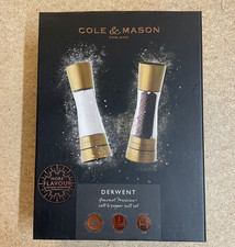 Cole & Mason Salt and Pepper mill set. Matt Gold 190mm Grinders. SKU box 40