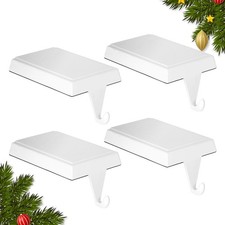 Set of 4 Heavy Metal Stocking Holders Hangers Low Profile Mantle Hooks