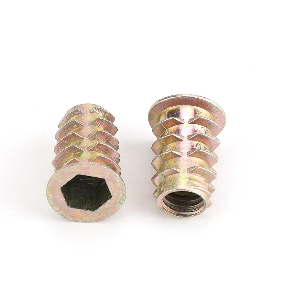 20Pcs M8 20mm Zinc Alloy Hex Drive Head Furniture Nuts Threaded For Wood Insert