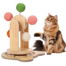 Cat Toy Ball Track,2-in-1 Interactive for Indoor Medium, wood