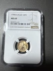American Eagle 1998 G$5 Coin MS 69 1/10 oz NGC Certified Gold Coin