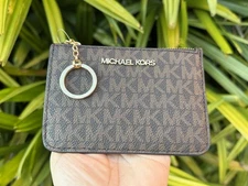 MICHAEL KORS JET SET TRAVEL SM COIN POUCH ID KEY HOLDER WALLET MK BROWN