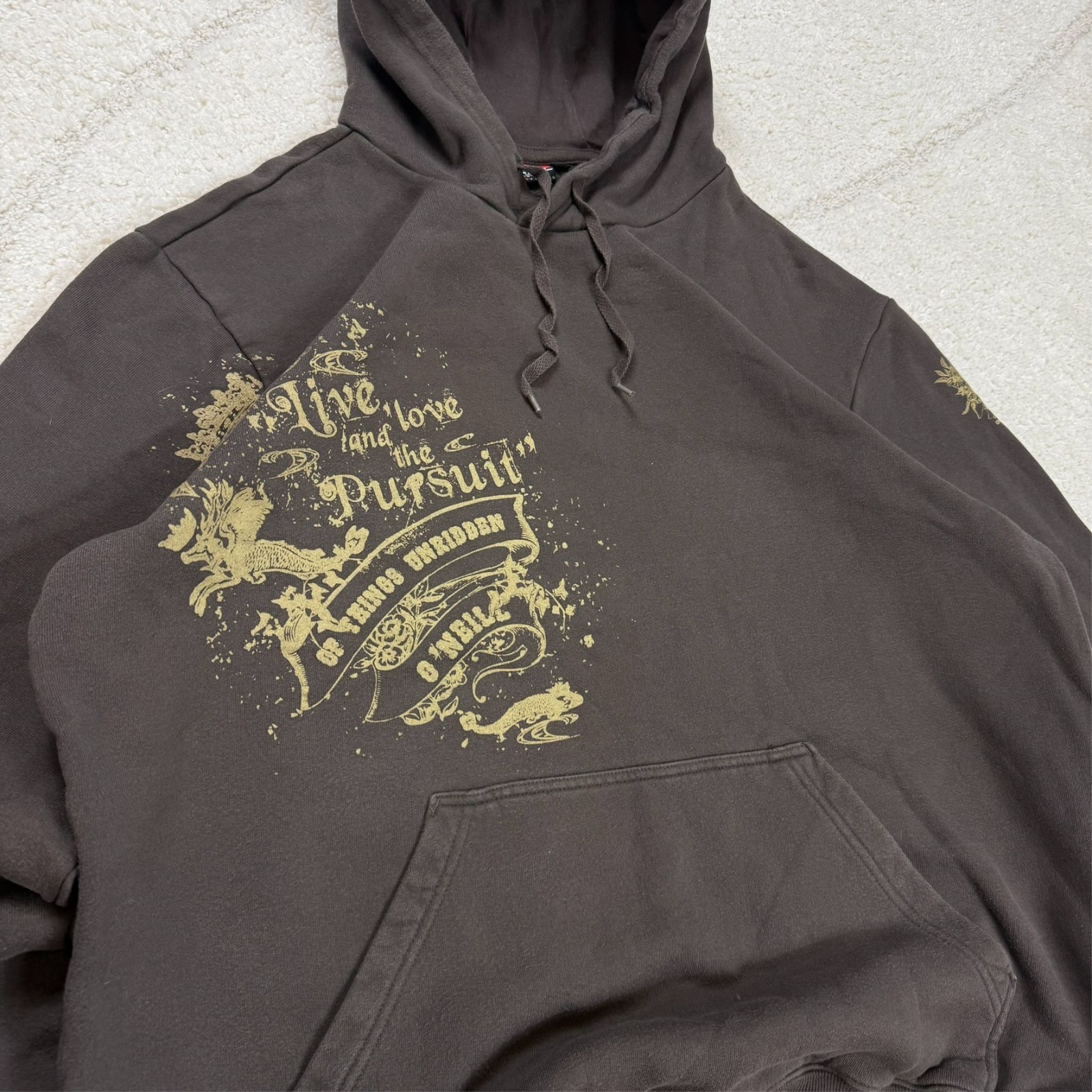 Vintage O'Neill 2000's Y2K Brown Alt Skater Oversized Size XL Pullover Hoodie image 3