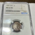 NGC MS-62 BN 1909 VDB Lincoln Wheat Small Cent 1C Bronze KM#132 Philly