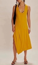 Free People Monika Midi Dress Sleeveless Free Est Asymmetrical Mango Juice Sz XL