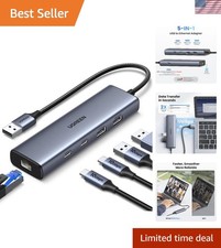 USB to Ethernet Adapter, 5 in 1 USB Hub with Ethernet with 2 USB-C 3.2 10Gbp...