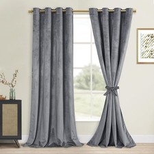 DWCN Grey Velvet Curtains 96 Inches Long with 52"W x 96"L Pack of 2 ,