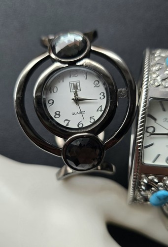 Vtg + BANGLE BRACELET WATCH LOT Ladies Watches Peck & Peck + Gold Silver Tone - Picture 5 of 7