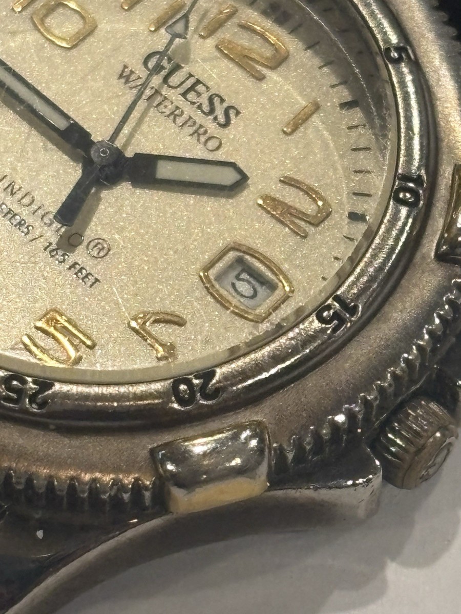 Vintage Guess Indiglo Backlight Quartz Watch Men's Leather Analog