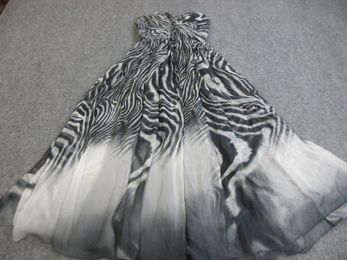 black white chiffon dress La Femme Dress Womens 12 Black/White Zebra Strapless Chiffon Ball Gown 17003