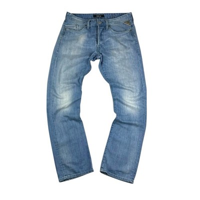 Replay M983 Jeans Herren W32 L32 hellblau Straight Leg Denim Button Fly
