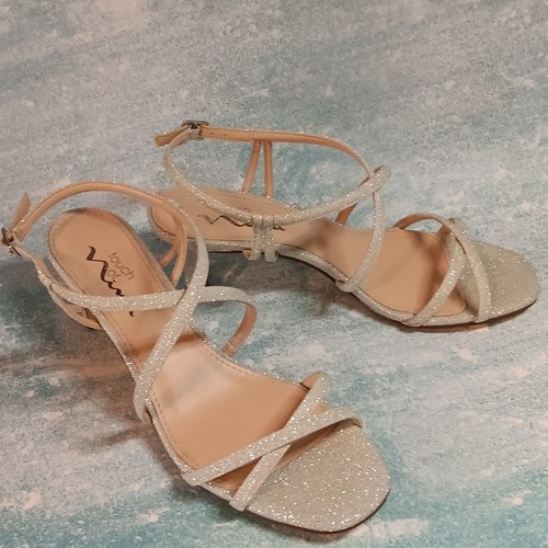 Nina Barret-YS Womans Sz. 8 Silver W Wedge Heels Homecoming Dance Wedding - Picture 4 of 9