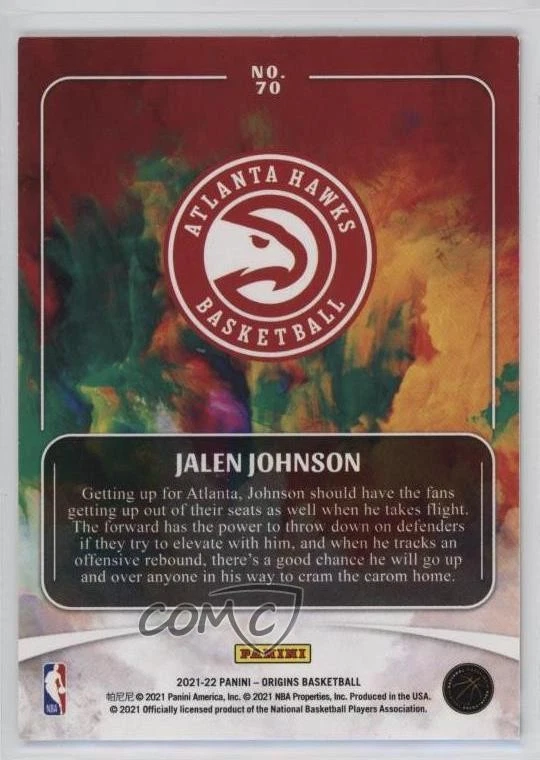 2021-22 Panini Origins Orange /75 Jalen Johnson #70 Rookie RC - Image 2 of 2