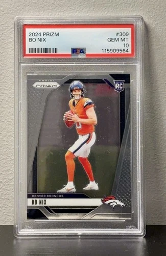 PSA 10 Bo Nix ROOKIE 2024 Panini Prizm #309 RC - Denver Broncos