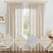 Linen curtains curtains with curling ribbon living room curtain linen opt...