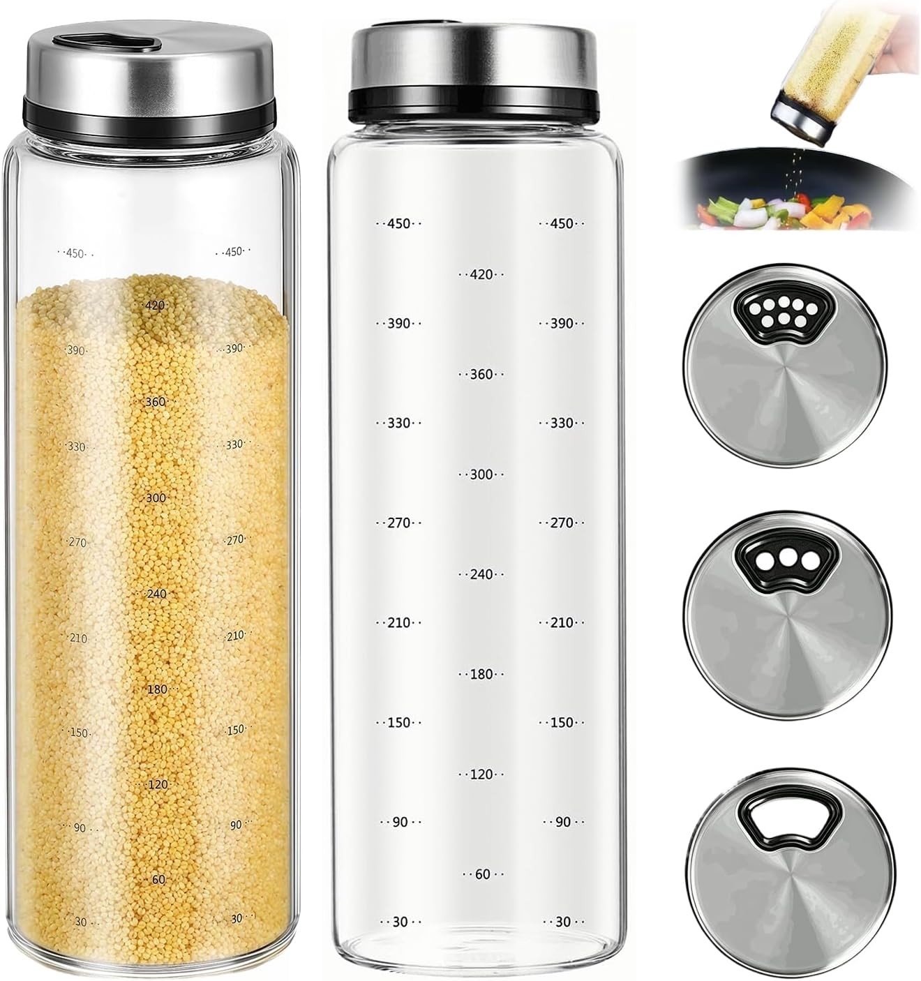 500ml Salzstreuer Gross mit Deckel, Borosilikatglas Gewürzstreuer Groß