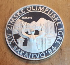 1983 Yugoslavia 250 Dinara .925 Sterling Silver Coin Sarajevo Olympic 1984 Proof