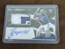 2021 SPECTRA GREEN 3 COLOR ROOKIE /25 JERSEY AUTO SHERTEN APOSTEL RANGERS