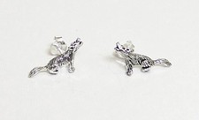 Sterling Silver Fox Stud Earrings SMALL Carded Unique Detailed Oxidized