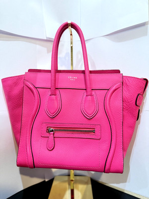 Celine Micro Luggage Tote Bag Pink Drummed Leather Top Handle (small phantom)