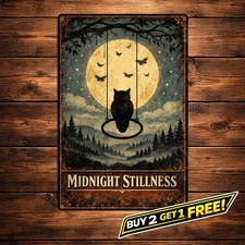 Black Cat Wall Art Metal Tin Sign Retro Home Room Wall Decor Plaque 8x12