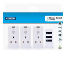 STATUS Remote Control Socket - 3 Pack Wireless 20m Switch Mains Power Plug
