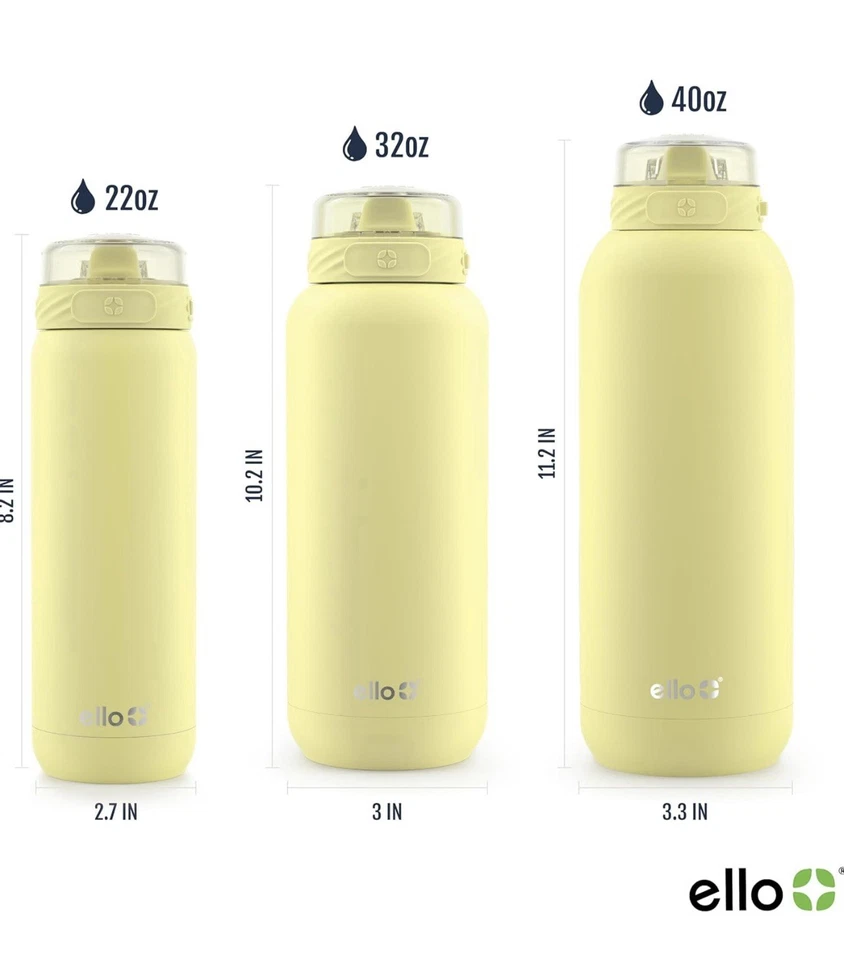 Бутылка для воды Ello 32 унции винт тип Pop верх/солома лимонад желтый - Изображение 3 из 4