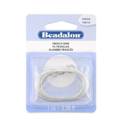 Silver Plated French Wire 0.60mm / .024 Inch Thick 1 Meter Length Cord
