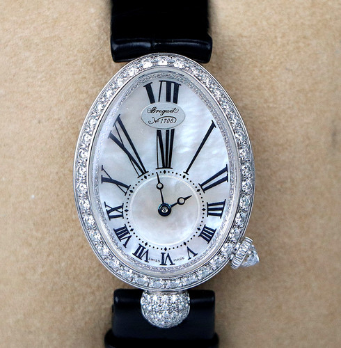 $53,600 Breguet Reine de Naples 18k White Gold Pave Diamond 33 x 25mm Watch 8928