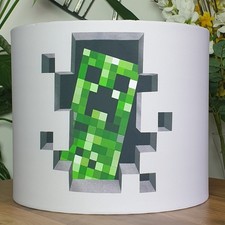 PIXELS mine craft creeper Ceiling Drum Light Shade 25cm/10"- Creeper