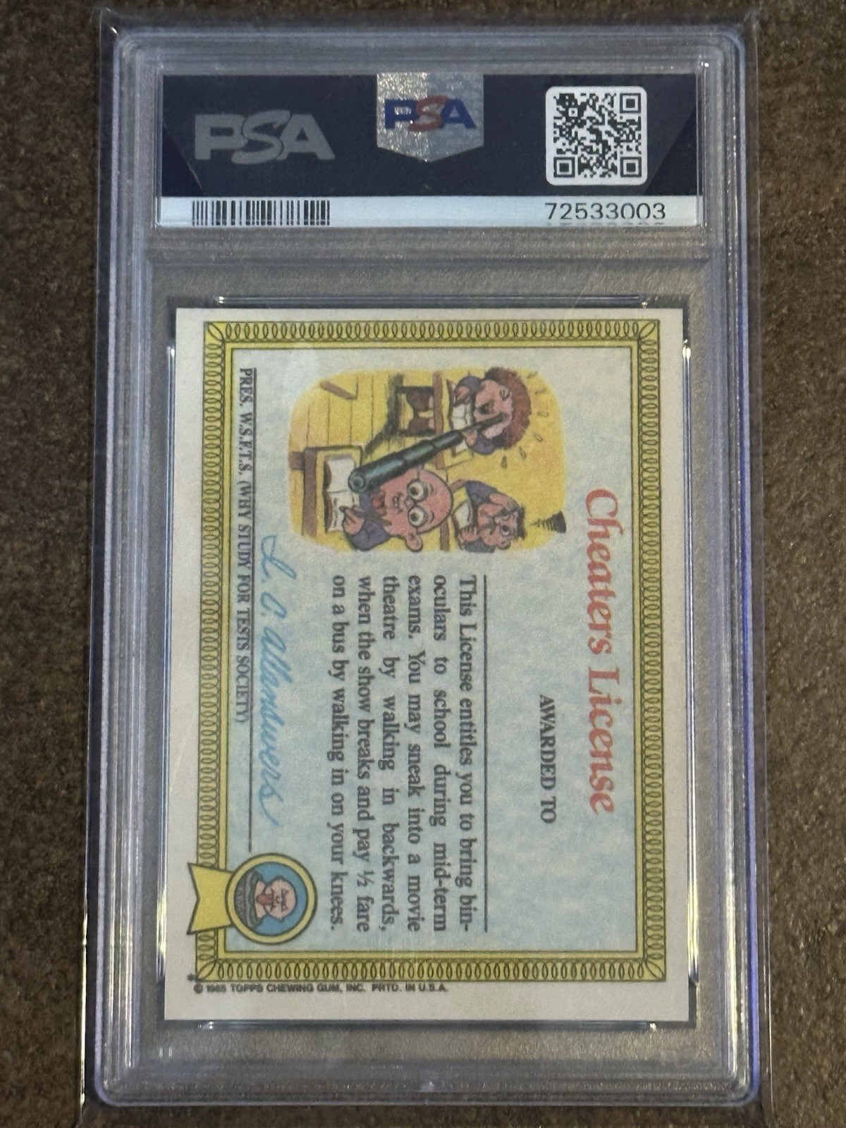 1985 Topps Garbage Pail Kids Adam Bomb #8a PSA 6 view 2