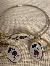 Vintage Disney Mickey Mouse Jewelry Set Gold ring bracelet necklace 70s KID LOT